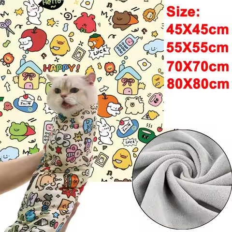 Cat Warm Wrap Self-Adherent Cat Swaddle Burrito Wrap Anti-Bite Anti-Scratch Anti-Escape for Medicine