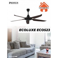 ECOLUXE ECO523 52'',5 Blade, 6 Speed, DC Motor with Remote Control Ceiling Fan - Dark Wood Color Bla