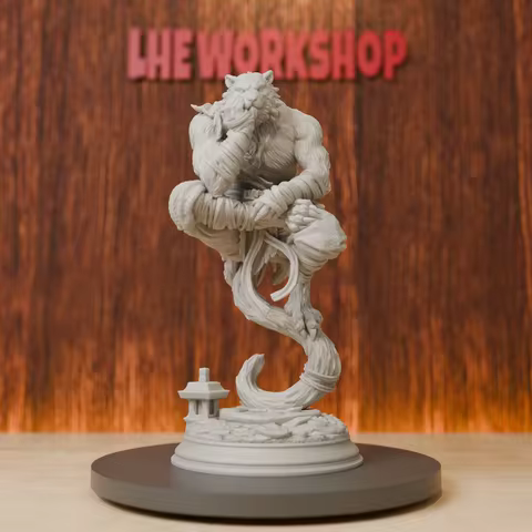 Tabaxi Wandering Monk Miniatures | 28mm-75mm | Resin 3D Printed DND Pathfinder Mini | Unpainted Grey