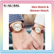 OLEVS Leather Wrist Watch Classic Waterproof for Couple Women Men Jam Tangan 1 Pcs [Free Watch Box] GO