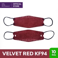 10 PCS Korean KF94 Maroon VELVET RED Disposable Fish type Fashion Face Mask BLACK EARLOOP