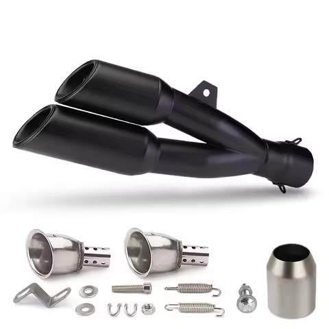Universal 51MM Motorcycle Exhaust Muffler Modify Double Outlet Tail Silencer Tube for CBR650R G310GS