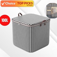 Fabric Foldable Storage Box w/ Lid (100L) | Clothes, & Curtain,Blanket  Organizer Bag, Kotak Penyimp
