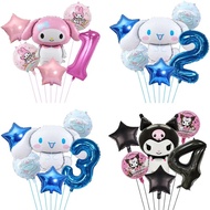 Kuromi cinnamoroll character number balloon package 6 pcs PK6