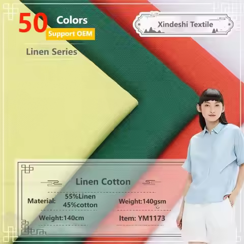 1/2/5M 21SX14S 55% Linen 45% Cotton Fabric for Japanese and Korean Style Plain Slub Linen Pants Shir
