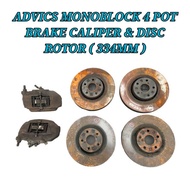 ADVICS MONOBLOCK 4 POT BRAKE CALIPER & 334MM DISC ROTOR LEXUS / TOYOTA 4 POT MONOBLOCK ADVICS BRAKE 