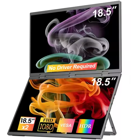 UPERFECT Delta Plus 18.5" 1080P 100Hz Folding Stacked Dual Portable Monitor USB-C HDMI Triple Laptop