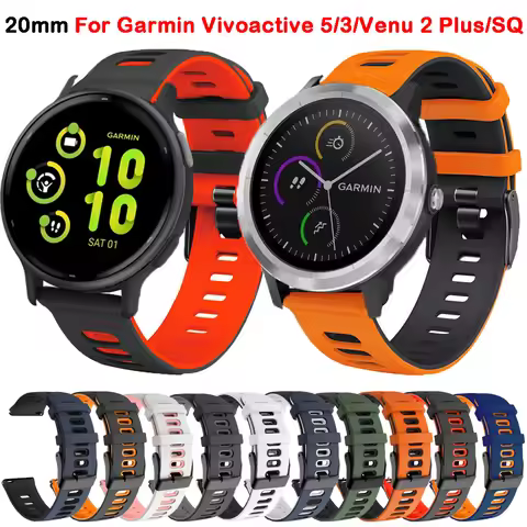 20mm Watch Strap For Garmin Vivoactive 5 3/Venu 2 Plus/SQ/Vivomove Trend/Forerunner 245 645 Music Sp
