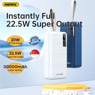 【SG】Remax PD 20W Super Fast Charge Powerbank 30000mAh Powerbank Flash Charge Power Bank Qc3.0 Power Bank Charger Support