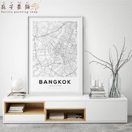 Perilla-Bangkok map posters and prints Thai tourist city map oil painting modern Chiang Mai map pict