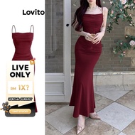(LIVE STREAM SALE)Lovito Glamorous Plain Asymmetrical Dress for Women L108ED664