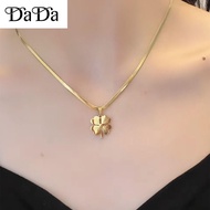 Real gold hikaw 18k Saudi gold pawnable Lucky Clover Pendant Clavicle Chain
