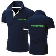 2022 Festool เสื้อโปโลผู้ชายแขนสั้นพิมพ์ลายคุณภาพสูงเสื้อลำลองธุรกิจระบายอากาศได้ดีใหม่ฤดูร้อน