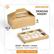 Cupcake Box Packaging Cake Box Packaging Box | 40413 BROWN + INSERT