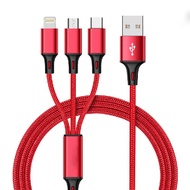 3 in 1 Lightning USB Android Micro USB Type-C Cables Fast Charge Data Cables Compatible with iPhone Samsung Xiaomi Huawei OPPO