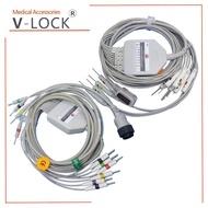 Ekg Ecg Cable One-Piece Electrocardiograph 10 Leads Wires Clip Snap Banana for Ekg Ecg Monitor Machi