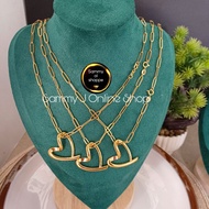SOS Electroplated Open heart necklace in Paperclipchain with AU750 markings Roundlock | Non tarnish