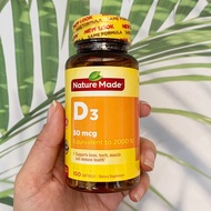 วิตามินดี3 Vitamin D3 2000 IU (50 mcg) 100 or 260 Softgels (Nature Made®) D-3 D 3 วิตามินดีสาม