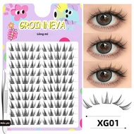 GROINNEYA DIY Cá Nhân Lông Mi Mở Rộng Dài Tự Nhiên Manga Hàng Mi Cụm Handmade Tóc Tổng Hợp Phân Đoạn