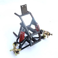 DIY 4-Wheeler Mod Parts, Reverse Trike Go Kart Front Frame with Suspension & Disc Brake for Beach Bu