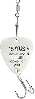 15th Wedding for Men 15 Year Anniversary Fishing Hook Gifts for Husband Christmas Birthday Valentine
