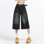 Kicks With A Super Cool Belt! Wide-Leg Jeans 7-Inch Legs Retro Style Wear Pair Of Thick-Soled Shoes 