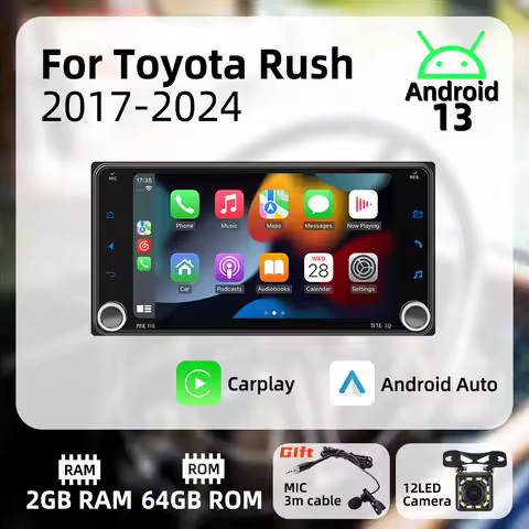 Wireless Carplay Android Auto Android Car Multimedia 2Din Radio for Toyota Rush 2017-2024 Head Unit 