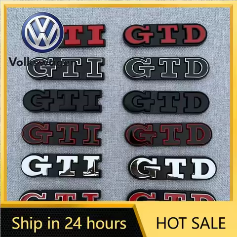 For VW Volkswagen Jetta MK5 Golf 3D Metal Front Grille GTD Logo Emblem Rear Trunk Badge Stickers For