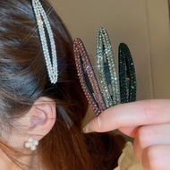 Women Korean INS Ellipse Rhinestones Hair Clip / Popular Girls Shiny Rhinestone Hairpins / Daily Sim