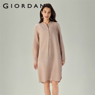 GIORDANO WOMEN Women's Linen Cotton Stand Collar Long Sleeve Dress 0 05466201