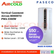 Paseco Vertical Casement Aircon 8000BTU PWA-3300W