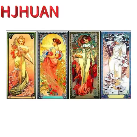 Goddess of Four Seasons Full Square Diamond Painting, Mosaic Rhinestone Embroidery, Cross Stitch, Fu