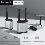 ไมค์ Saramonic Vlink2 Kit2 ไมโครโฟนไร้สายแบบหนีบเสื้อสำหรับ iPhone Android กล้อง DSLR คอมพิวเตอร์การ