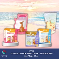 EVIN DOUBLE ZIPLOCK BREAST MILK / STORAGE BAG 8oz / 5oz / 3.5oz