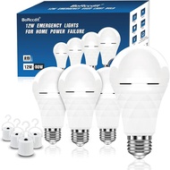 A19 Rechargeable Light Bulbs, 12W Emergency Light Bulbs for Power Failure, 1200mAh Battery Light Bul