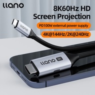 Llano 1.5m/2m USB C to HDMI With PD Charging 8K 60Hz USB Type-C to HDMI Braided Cord for Macbook USB-C HDMI Adapter Type-C compatible 4K 144Hz 2K 240Hz 1080P 240Hz