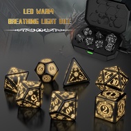 Rechargeable DND Dice Set, Golden Glowing LED Dice, 7PCS Light-Up Electronic Dice, Polyhedral Dice S