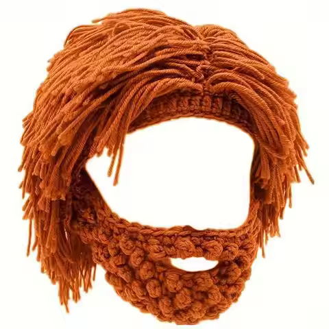 Punk-style Knitted Cap Funny Wig Beard Knitted Hats Hobo Mad Scientist Hip Hop Handmade Knit Warm Wi