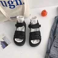 2色入🤩厚底黑色魔術貼涼鞋平底羅馬鞋