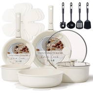 CAROTE 17pcs Pots and Pans Set, Nonstick Cookware Set Detachable Handle, Induction Kitchen Cookware 