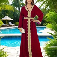 Pakaian Etnik Pakaian  Wanita Timur Tengah Dubai Jubah Arab Xinjiang Hui Pakaian Longgar Bersaiz Bes