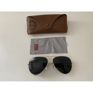 Ray Ban Aviator Sunglasses, 3026, 62mm Large, Gold Mount/Black Lens.