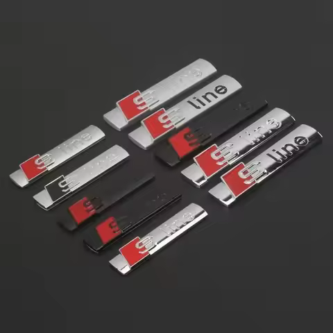 2Pcs 3D ABS Chrome Black Sline Logo SLine Emblem Car Fender Badge For Audi A3 A4 A5 A6 A7 Q2 Q5 Q7 Q