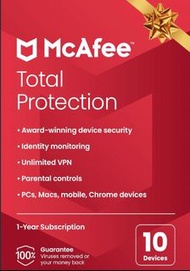 McAfee 全面安全保護套裝 10台設備 1年