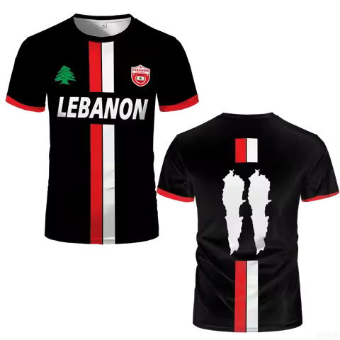 Lebanon Football Jersey T Shirts 3D Printed Sports Soccer Clothing Summer Uniforms Men's Lebanese Fl