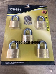 Gembok Soligen Set Soligen 50mm Leher Pendek 5pcs