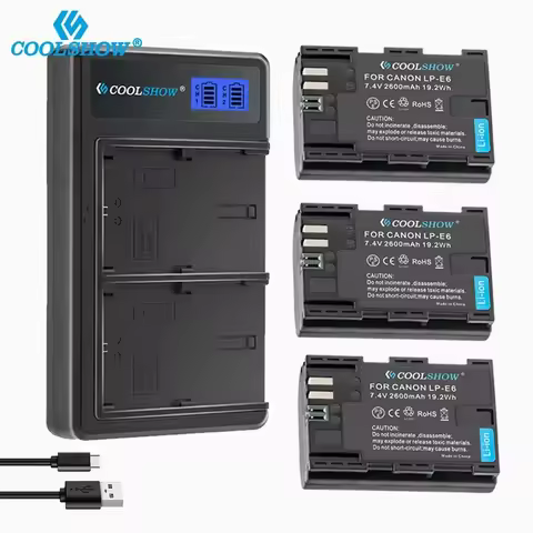 LP-E6 LP E6 Battery for Canon EOS 5DS 5D 6D 7D 60D 60Da 70D Mark II Mark III 80D XC10 DSLR 2600mAh B