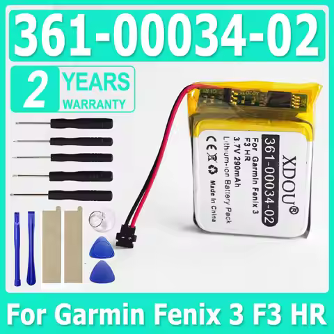 361-00034-02 Replacement Watch New Battery For Garmin Fenix 3 Fenix3 F3 HR GPS Sports Watch 290mAh +