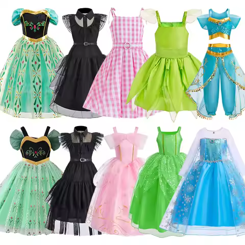 Kids Cosplay Clothes Girl Wednesday Anna Carnival Costume Children Princess Party Halloween Outfit F