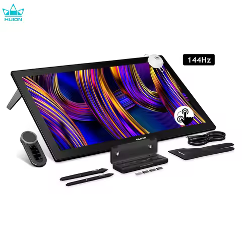 Huion 4K Touch Screen Kamvas Pro 27 144Hz Refresh Rate Drawing Tablet PenTech 4.0 Canvas Glass 3.0 G